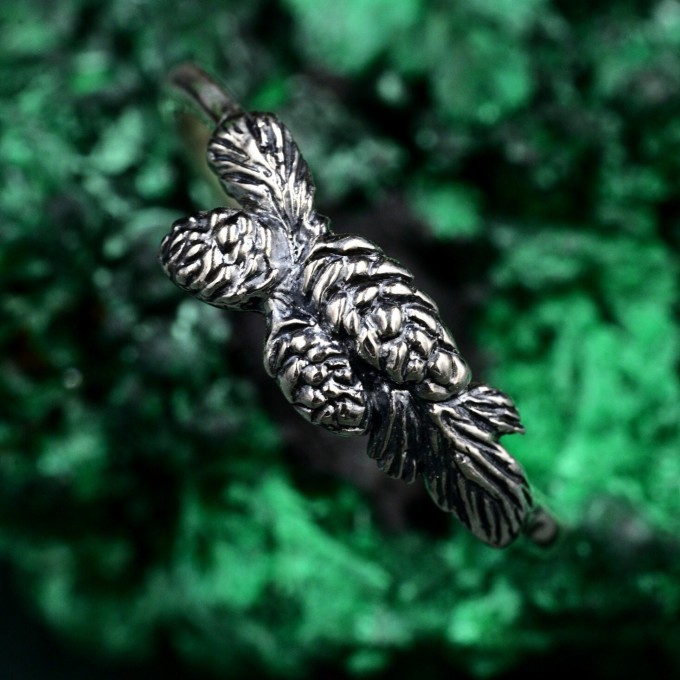 Gothic Silver Ring with Thistle-Inspired Design