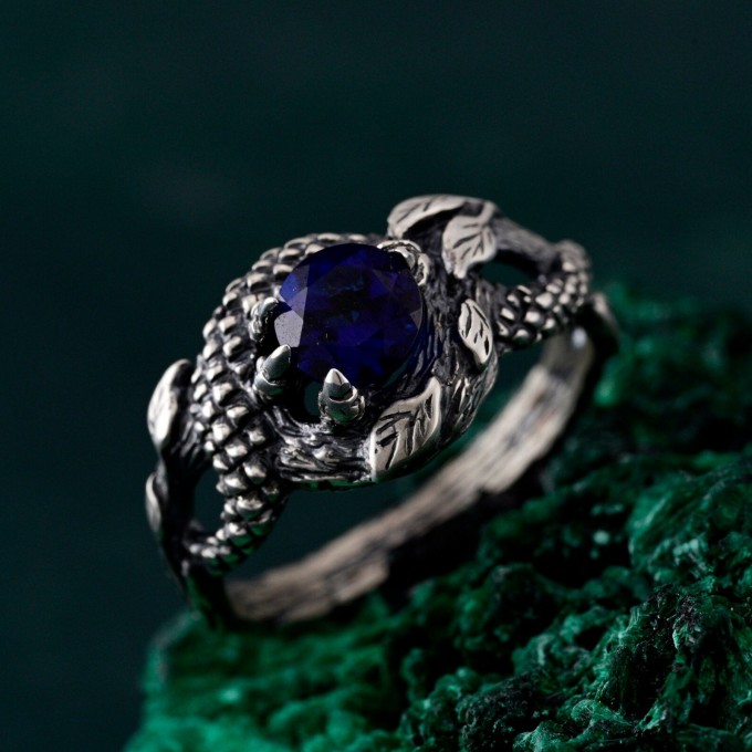 Coiled Majesty: Gothic Sapphire Snake Ring