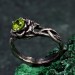 Rustic Peridot Lotus Ring: Handcrafted Sterling Silver Design
