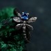 Enchanted Butterfly Silver Ring with Blue Gemstone