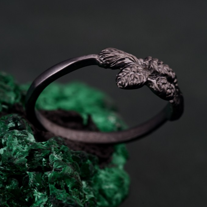 Handcrafted Silver Pinecone and Twig Ring – Unique Women's Christmas Jewelry