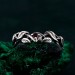 Dainty Garnet Twig Silver Ring – Petite Adorned Branch and Leaf Design