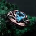 Romantic Topaz Engagement Ring: Unique Celtic Knot and Branch Design