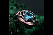 Romantic Topaz Engagement Ring, Unique Celtic Knot Silver Ring, Branch and Leaf Motif Design