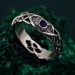 Wide Celtic Wedding Ring – Tree Bark Pattern with Sapphire, Vintage Style Sapphire Ring, Men's and Women's Wedding Band