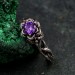 Enchanted Bloom: Gothic Sterling Silver Ring with Amethyst