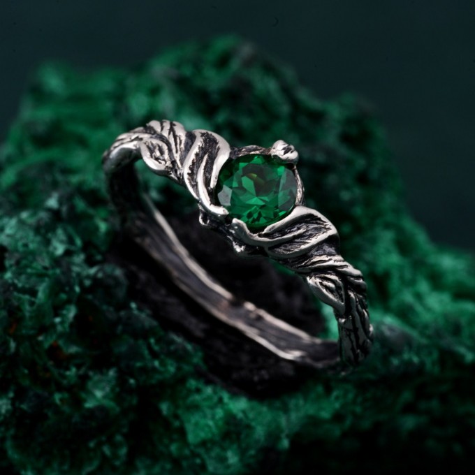 Twilight Incantations: Silver Ring – Gothic Noir Sterling Silver Ring, Mystical Darkness Silver Ring, Gothic Elegance Engagement Ring