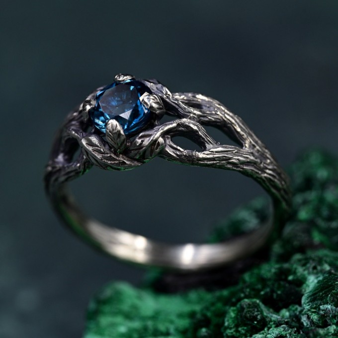 Silver Forest Bark Ring: Unique Rustic Tree Texture