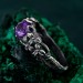 Gothic Silver Ring with Amethyst and Nature Motif