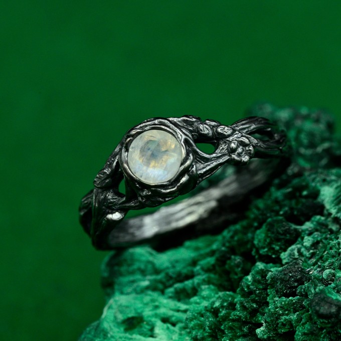 Moonlit Grace: Gothic Moonstone Ring