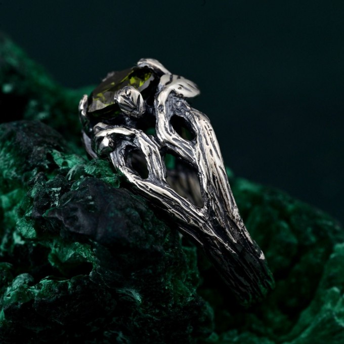 Woodland Elegance Ring – Silver Tree Bark Band, Nature-Inspired Texture, Rustic Tree Forest Ring