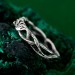 Delicate Leafy Silver Peridot Ring – Graceful Twig and Foliage Band