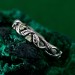 Delicate Leafy Silver Peridot Ring – Graceful Twig and Foliage Band