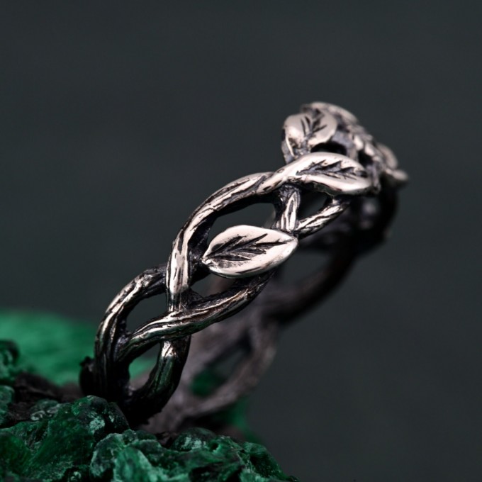 Men's Nature-Inspired Wedding Band with Triquetra Twig Motif