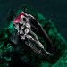 Crimson Blossom: Gothic Sterling Silver Ring with Radiant Ruby