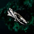 Handcrafted Silver Leaf Ring – Unique Gothic Style Wedding Band