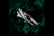 Handcrafted Silver Leaf Ring - Eco-Friendly, Nature Inspired, Unique Gothic Style Wedding Band