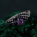 Amethyst Fern Branchlet Ring - Whispering Fern Ring with Graceful Twig and Woodland Design