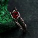 Unique Garnet Celtic Ring – Double Branch Design, Woodland Nature Engagement Ring in Alternative Fairy Style for Women