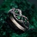 Boho Emerald Braided Ring - Tree Motif Engagement Jewelry