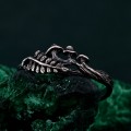 Stunning Unique Silver Ring - Unisex Gothic Wedding Band with Mushrooms