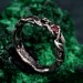 Men's Garnet Wedding Band & Nature-Inspired Silver Vine Leaf Promise Ring