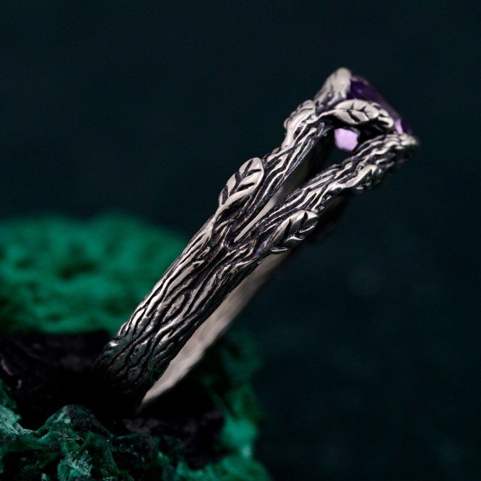 Shadowed Elegance Ring: Gothic Noir Silver Band