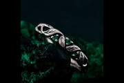 Emerald Silver Ring | Enchanted Forest Design with Vine & Willow Leaf | Nature-Inspired Elegant Jewelry
