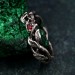 Woodland Fairycore Silver Eternity Ring – Men's Leafy Vine Engagement Band, Braided Tree Branch Silver Ring, Leaf Design Band