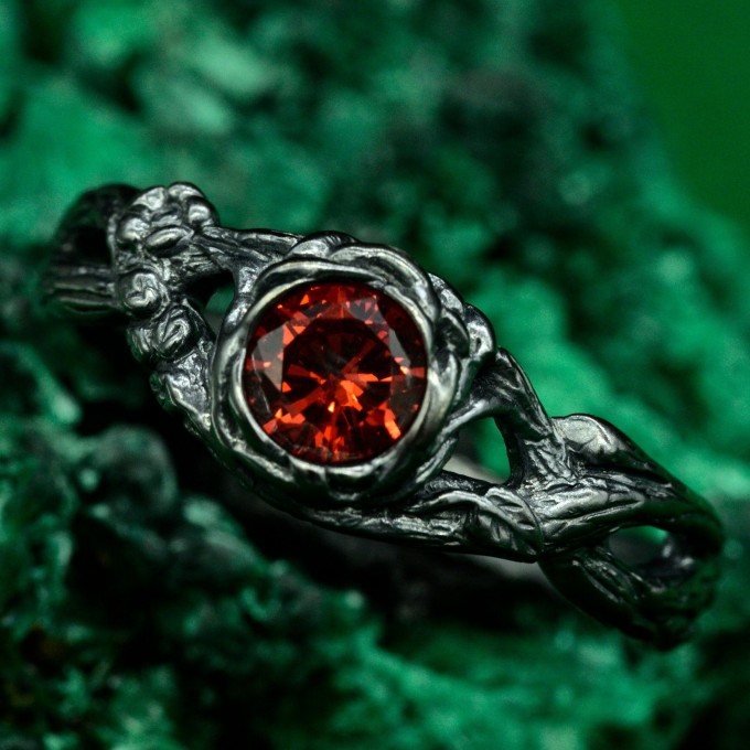 Handcrafted 925 Silver Garnet Ring – Elegant Minimalist Gemstone Jewelry for Women