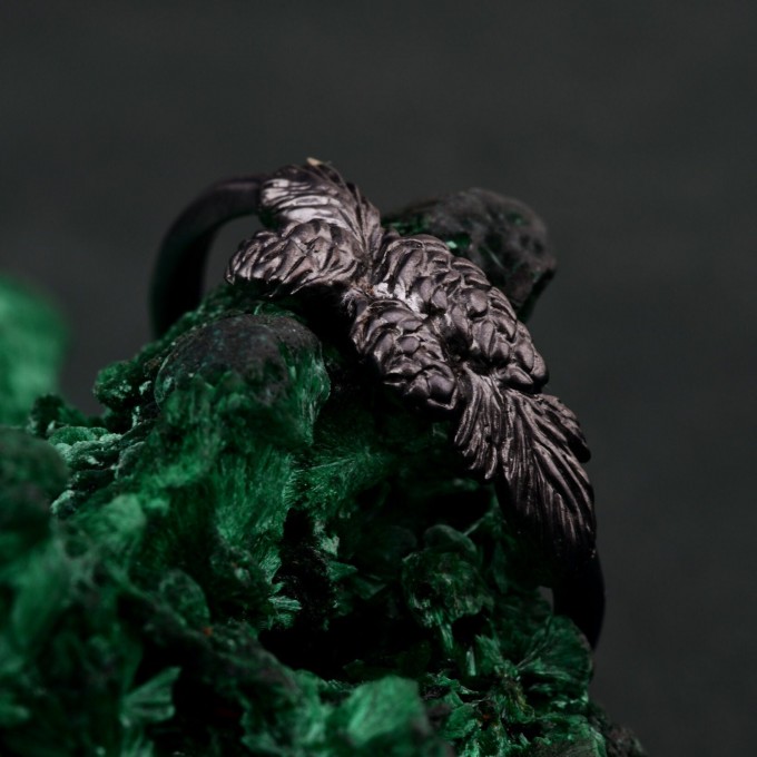 Handcrafted Silver Pinecone and Twig Ring – Unique Women's Christmas Jewelry