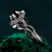 Garnet Serpent Ring with Vintage Dragon Scale Design