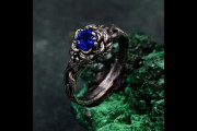 Enchanted Sapphire Lotus Ring - Mystical Silver Jewelry, Handmade Floral Engagement Band