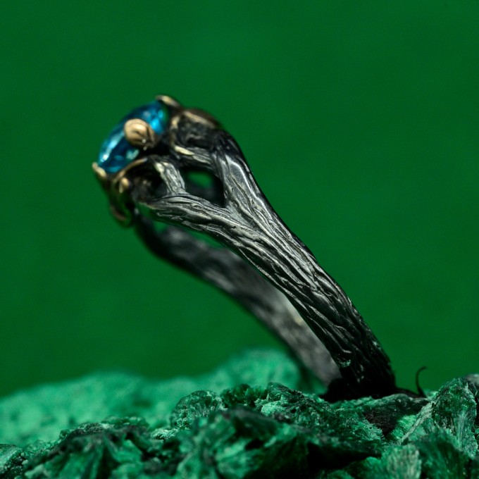 Silver Fairy Twig Engagement Ring: Elvish Leaf Braid Design