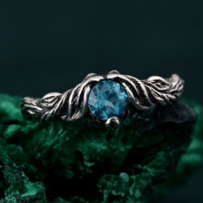 Sterling Silver Fantasy Promise Ring – Woodland Promise Ring, Enchanted Forest Engagement Ring, Rustic Elegance Twig Ring