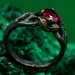 Mystical Forest Ring with Ruby - Leafy Engagement Ring with Branch and Blossom