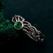 Gothic Silver Ring with Emerald and Radiant Motif