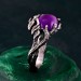 Nature's Grace: Amethyst Cabochon Leaf Ring in Sterling Silver