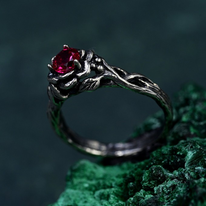 Flame of the Lotus: Gothic Ruby Ring