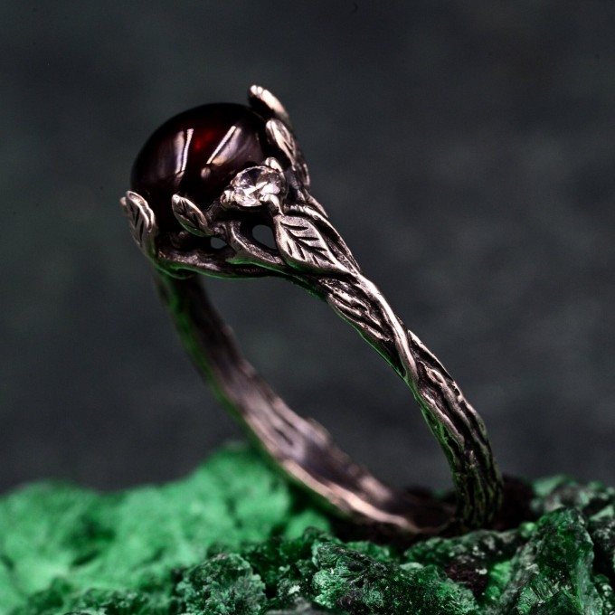 Vintage Fairycore Silver Band – Enchanted Forest Mystical Ring, Ethereal Floral Jewelry, Romantic Nature-Inspired Design
