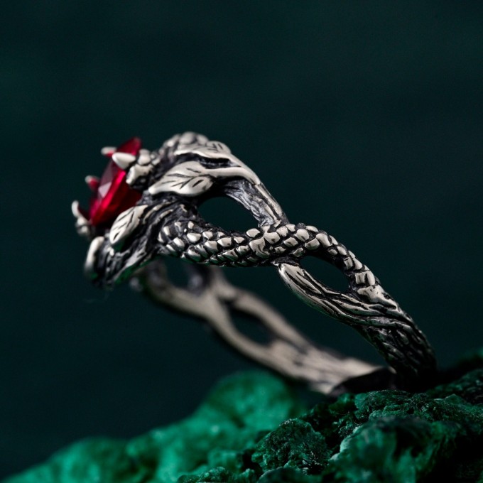 Verdant Lotus Dream Ring – Silver Leaf Accents, Whimsical Amethyst Engagement Band, Nature Fantasy Wedding Ring