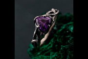 Silver Celtic Amethyst Ring, Nature-Inspired Twig and Leaf Design, Romantic Engagement & Anniversary Jewelry