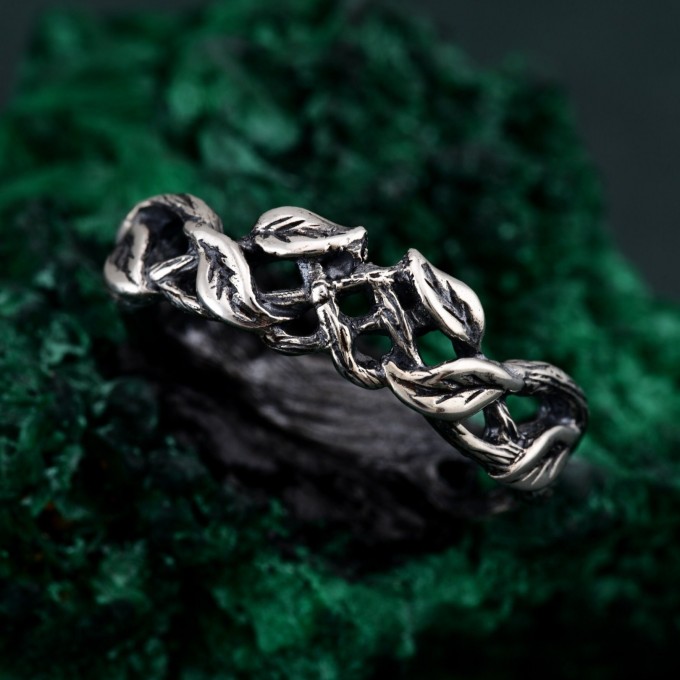 Men's Nature-Inspired Wedding Band with Triquetra Twig Motif