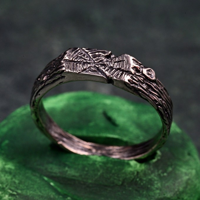 Unique Masculine Wood Texture Engagement Ring – Rustic Forest Wedding Band