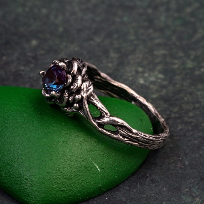 Twilight Lotus: Gothic Alexandrite Ring