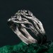 Elegant Silver Peridot Ring Set – Unique Tree-Inspired Wedding Bands for Couples
