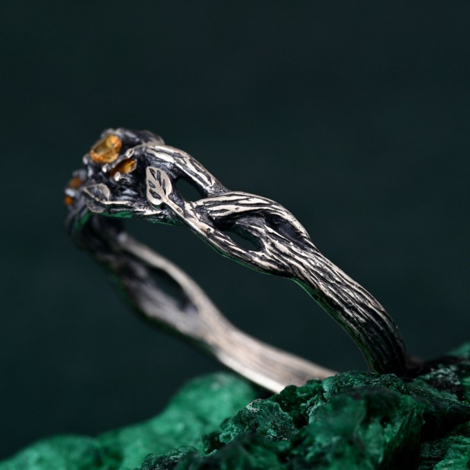 Elegant Braid Tree Branch Ring for Men – Pagan Twist Branch Engagement Ring