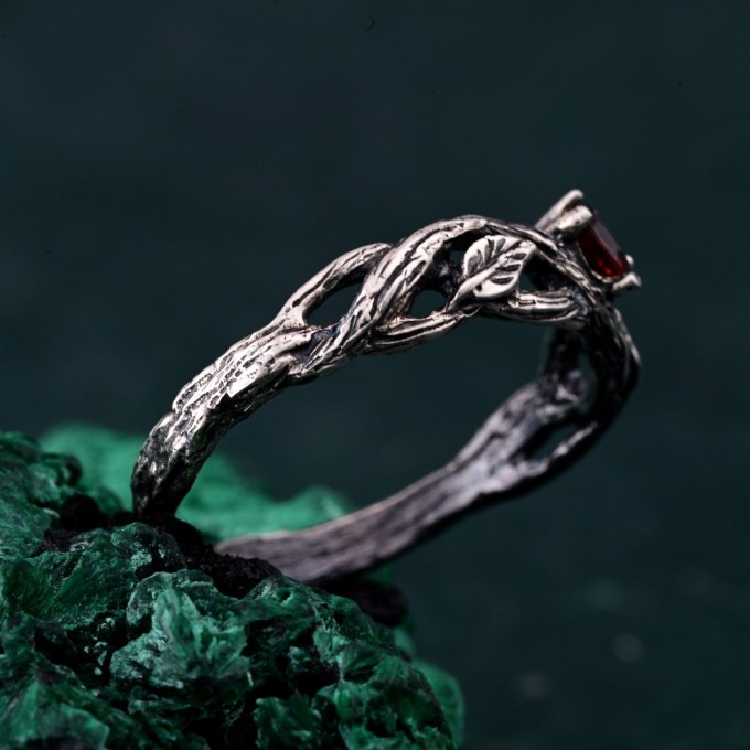 Flame of the Forest: Gothic Garnet Ring