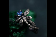 Enchanted Butterfly Silver Ring - Blue Gemstone Elegance, Nature-Inspired Jewelry, Whimsical Winged Beauty Accessory