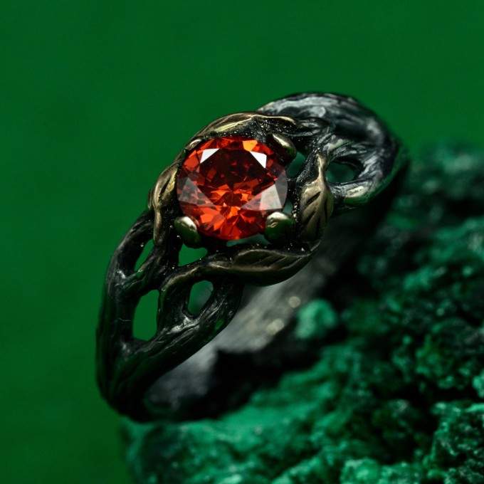 Threads of Fire: Gothic Garnet Ring